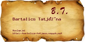 Bartalics Tatjána névjegykártya